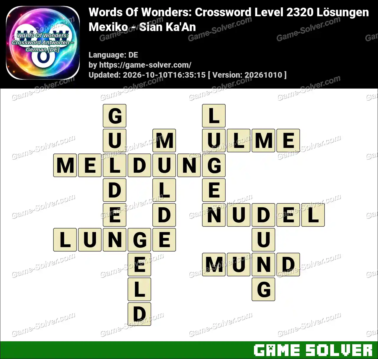 Words Of Wonders: Crossword Level 2320 Lösungen – Mexiko – Sian Ka’An